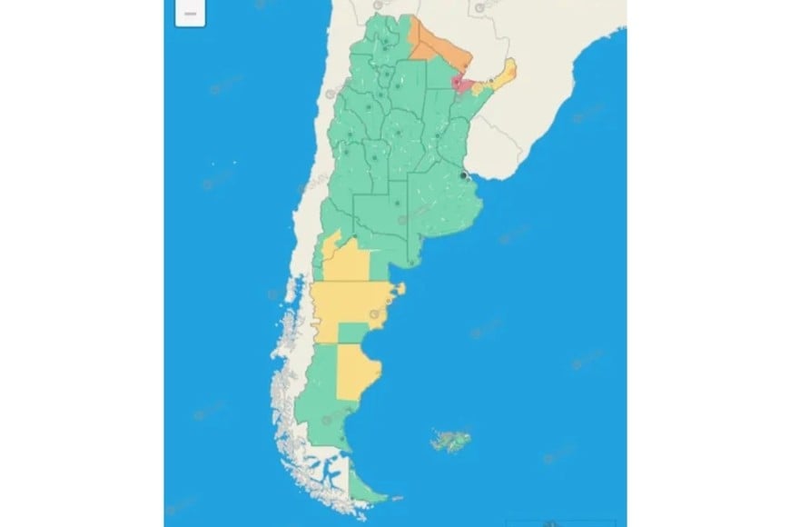 Alerta roja y naranja en nueve provincias. Crédito: NA.
