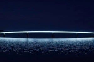 Vista nocturna del futuro puente de la Setúbal. Crédito: Gobierno Provincial.