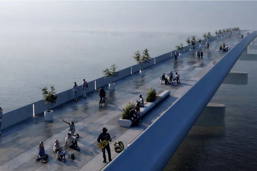 Maqueta de detalle de cómo será el nuevo puente sobre la Setúbal. Crédito: Gobierno Provincial