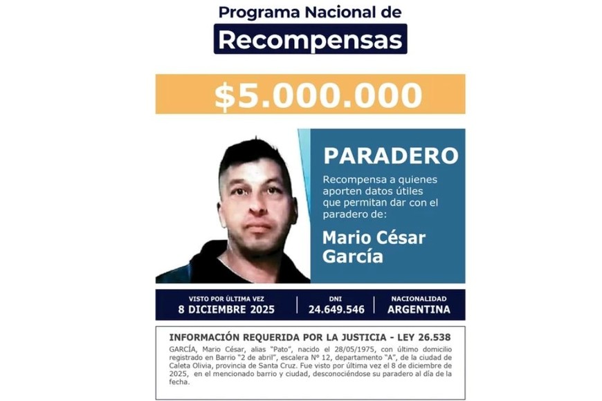 Mario César García está desaparecido desde el 8 de diciembre.