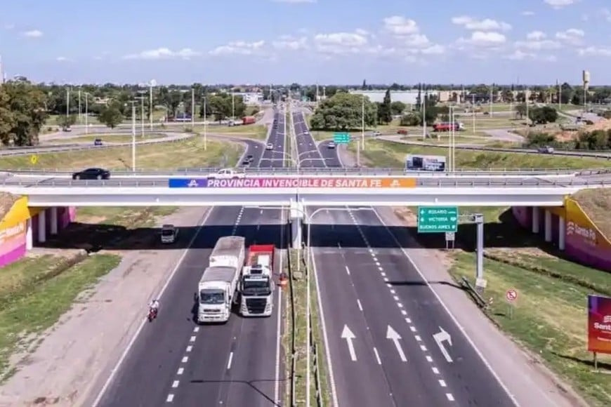 El tercer carril de la autopista Rosario - Santa Fe. Crédito: Gobierno de la provincia