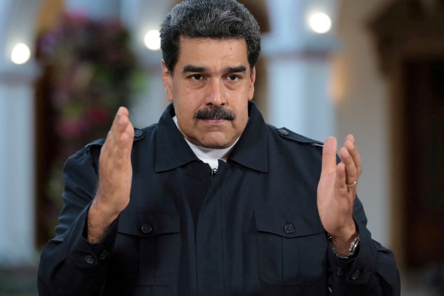 FILE PHOTO: Venezuela's President Nicolas Maduro speaks during a broadcast at Miraflores Palace in Caracas, Venezuela January 29, 2019. Picture taken January 29, 2019. Miraflores Palace/Handout via REUTERS ATTENTION EDITORS - THIS PICTURE WAS PROVIDED BY A THIRD PARTY./File Photo
