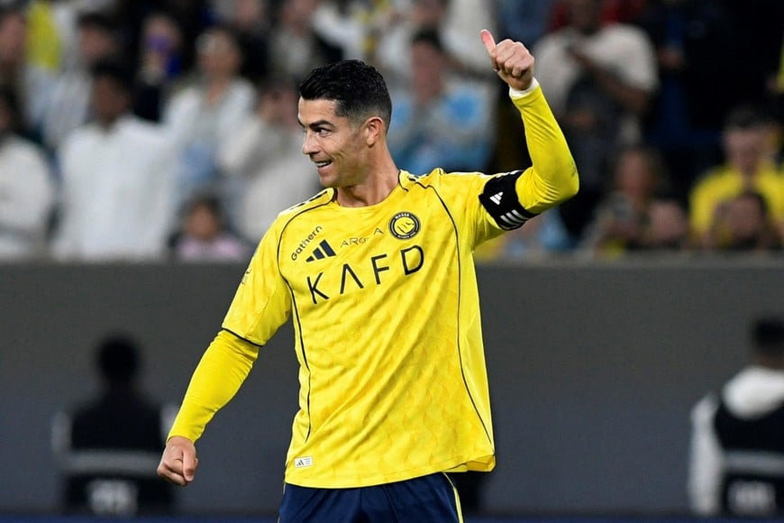 Soccer Football - Saudi Pro League - Al Nassr v Al Hazem - Al Awwal Park, Riyadh, Saudi Arabia - February 21, 2026
Al Nassr's Cristiano Ronaldo celebrates scoring their fourth goal REUTERS/Stringer