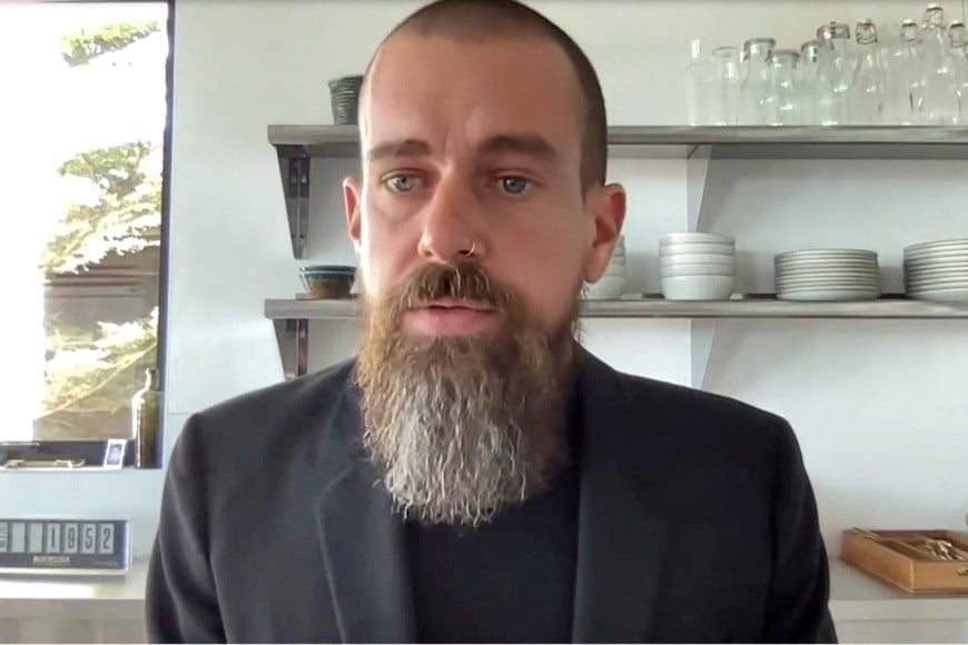 FILE PHOTO: Twitter CEO Jack Dorsey testifies during a remote video hearing held by subcommittees of the U.S. House of Representatives Energy and Commerce Committee on "Social Media's Role in Promoting Extremism and Misinformation" in Washington, U.S., March 25, 2021.  U.S. House of Representatives Energy and Commerce Committee/Handout via Reuters/File Photo