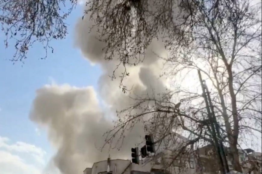 Smoke rises following an explosion, after Israel and the U.S. launched strikes against Iran, in Tehran, Iran, in this screen grab obtained from a social media video released February 28, 2026. Socia Media/via REUTERS  THIS IMAGE HAS BEEN SUPPLIED BY A THIRD PARTY. NO RESALES. NO ARCHIVES. NEWS USE ONLY.

VERIFICATION
-Road layout, business signs and utility poles matched file and satellite imagery
-Exact time not verified
-US president Donald Trump said US were carrying out "major combat operations" in Iran
-Israeli Defence Minister Israel Katz said Israel launched strikes against Iran on Saturday (February 28)
-Iranian media reported that explosions were heard in Tehran on Saturday
-Positions of shadows confirm videos were filmed in the morning and reports say strikes happened around 8 local time
-No earlier version of the videos was found posted online