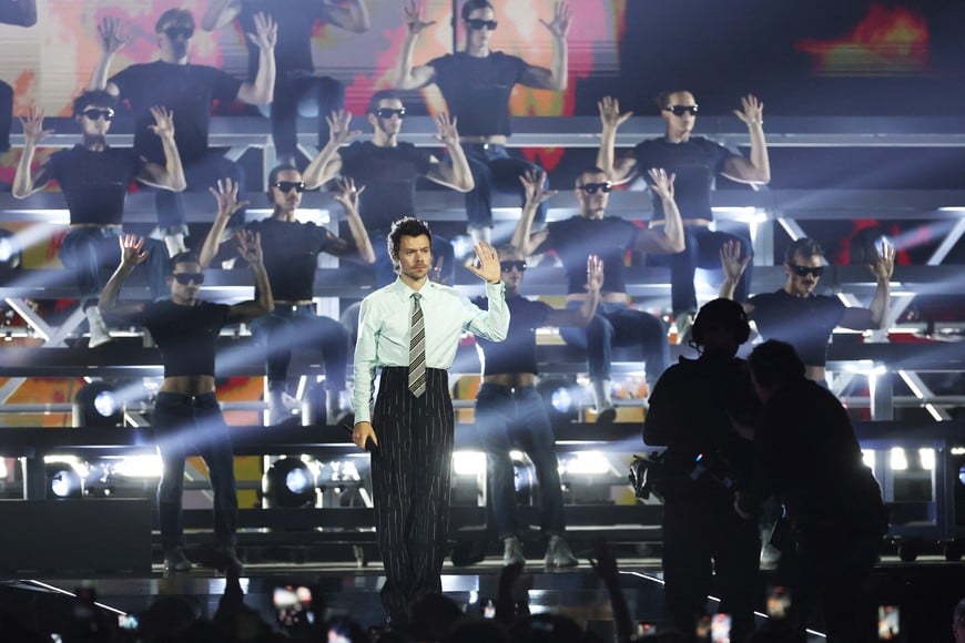 Harry Styles performs during the BRIT Awards at the Co-op Live Arena, in Manchester, Britain, February 28, 2026. REUTERS/Isabel Infantes