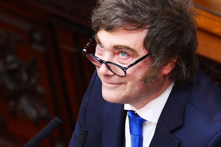 Argentina's President Javier Milei looks on during the opening session of the 144th legislative term of Congress at the National Congress building in Buenos Aires, Argentina, March 1, 2026. REUTERS/Agustin Marcarian