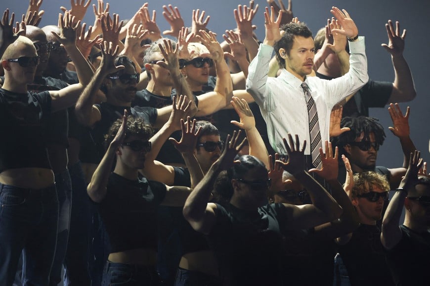 Harry Styles performs during the BRIT Awards at the Co-op Live Arena, in Manchester, Britain, February 28, 2026. REUTERS/Isabel Infantes