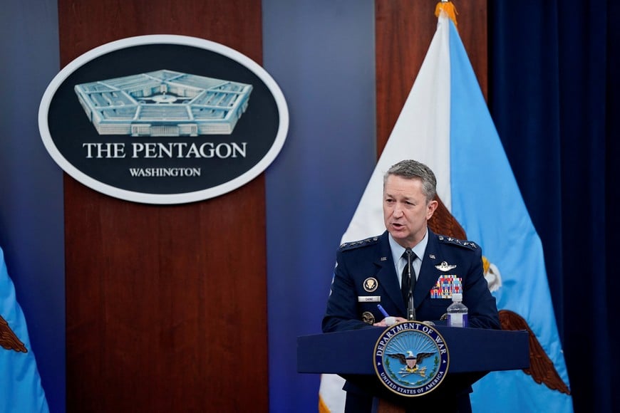 Chairman of the Joint Chiefs of Staff General Dan Caine holds a briefing amid the U.S.-Israeli conflict with Iran, at the Pentagon in Washington, D.C., U.S., March 2, 2026. REUTERS/Elizabeth Frantz