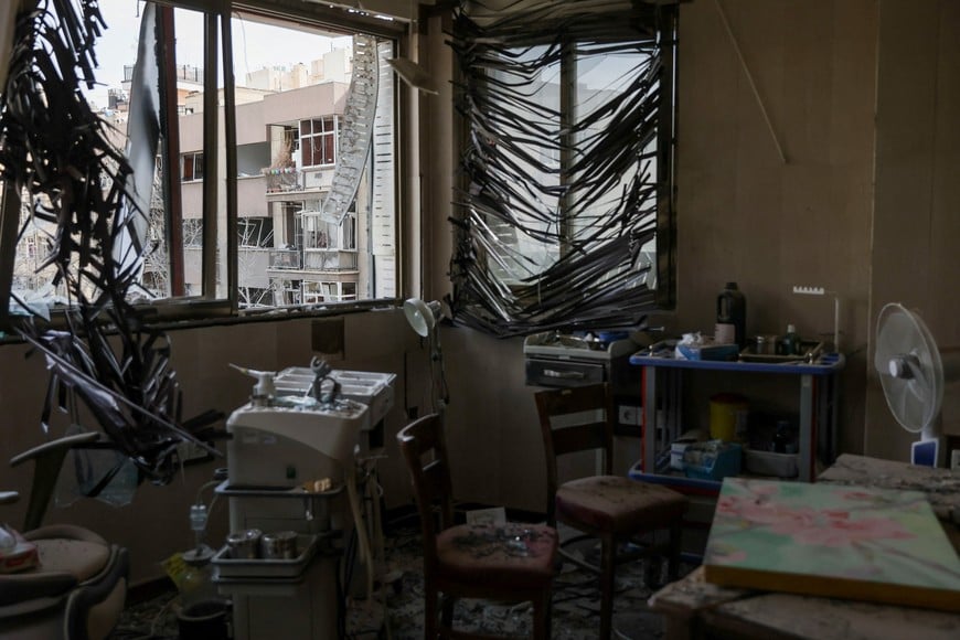 A view of destroyed window blinds and debris following an Israeli and U.S. strike on Gandhi Hotel Hospital, amid the U.S.-Israel conflict with Iran, in Tehran, Iran, March 2, 2026. Majid Asgaripour/WANA (West Asia News Agency) via REUTERS ATTENTION EDITORS - THIS PICTURE WAS PROVIDED BY A THIRD PARTY.