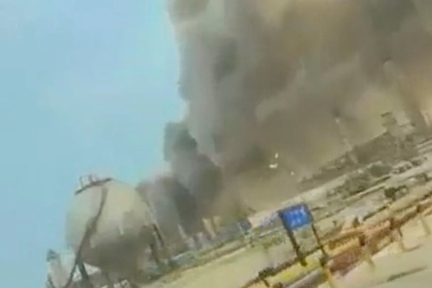 Smoke rises at an oil refinery in Ras Tanura, Saudi Arabia, in this still image obtained from social media video released on March 2, 2026. Social Media/via REUTERS  THIS IMAGE HAS BEEN SUPPLIED BY A THIRD PARTY. NO RESALES. NO ARCHIVES. NEWS USE ONLY.
VERIFICATION:
Reuters confirmed the location as Ras Tanura refinery from the Horton spheres, others structures, pipes and road layout seen in the video which matched satellite imagery of the area. The date was verified by official statement from Aramco saying they had to shut the facility down after a drone strike on Monday (March 2). No older versions of the video were found posted online before Monday (March 2).