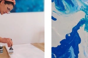 Andrea se reencontró con la pintura en la pandemia, compartiendo con sus hijas, “espacios lúdicos que se armaban y desarmaban cada vez, éramos cuatro mujeres pintando”. Foto: Gentileza Fundación Cauces