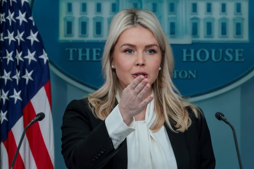White House Press Secretary Karoline Leavitt takes questions from media members as she holds a press briefing at the White House in Washington, D.C., U.S., March 4, 2026. REUTERS/Jonathan Ernst