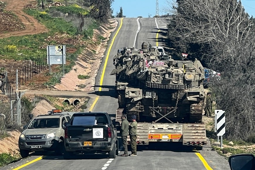 Israeli military vehicles on a road on the Israeli side of the Israel-Lebanon border, amid an escalation between Iran-backed Hezbollah and Israel, and amid the U.S.-Israeli conflict with Iran, in northern Israel March 5, 2026. REUTERS/Avi Ohayon