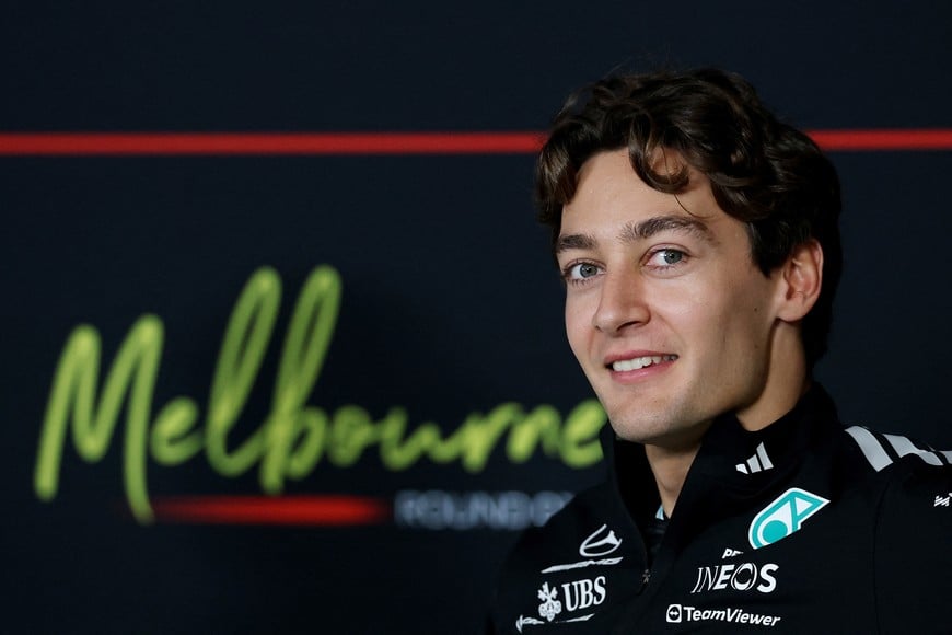 Formula One F1 - Australian Grand Prix - Albert Park Grand Prix Circuit, Melbourne, Australia - March 5, 2026
Mercedes' George Russell during the press conference REUTERS/Hollie Adams