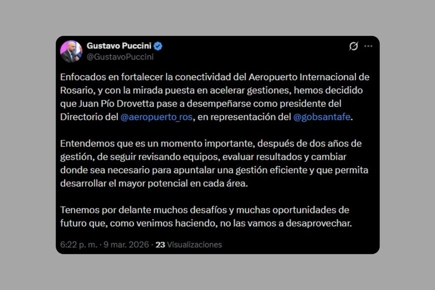 El mensaje de Puccini en X.