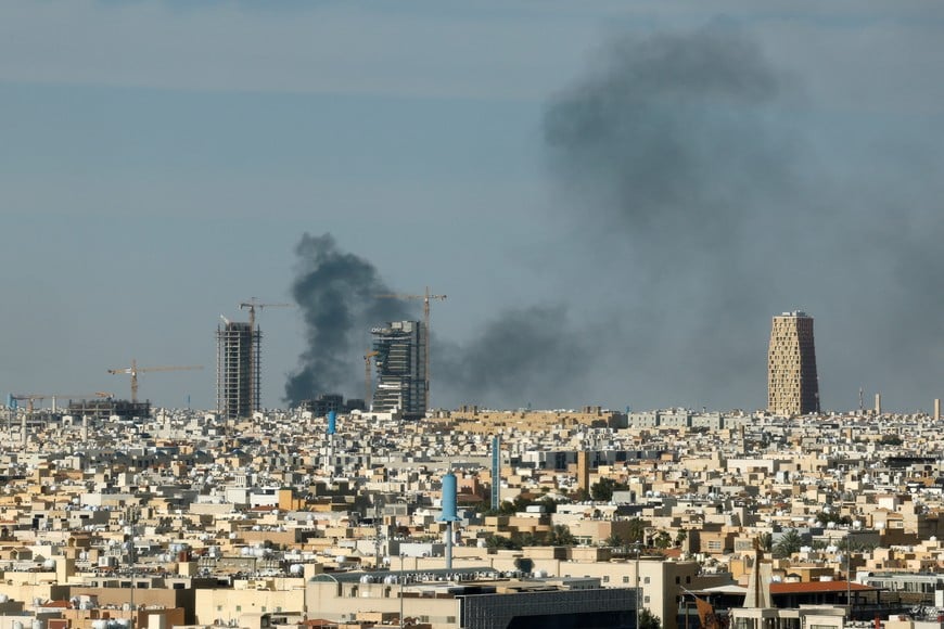 Smoke rises above the city, amid the U.S.-Israeli conflict with Iran, in Riyadh, Saudi Arabia, March 5, 2026. REUTERS/Stringer