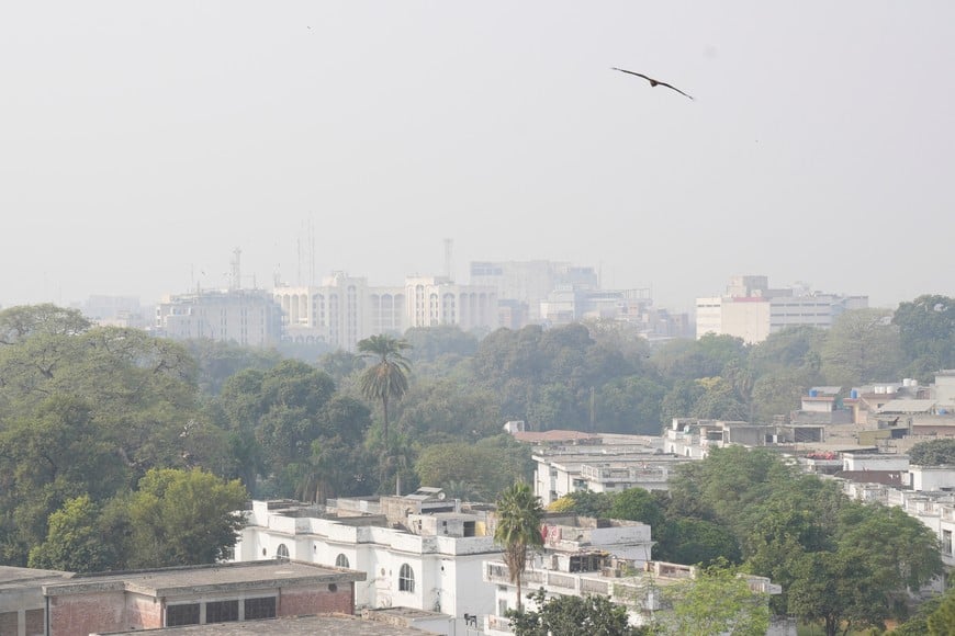 A view of buildings amid smog in Lahore, Pakistan November 4, 2024. REUTERS/Nida Mehboob