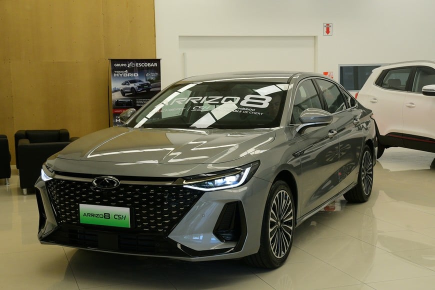 El sedán híbrido enchufable Arrizo 8, una de las principales novedades exhibidas. Crédito: Flavio Raina.
