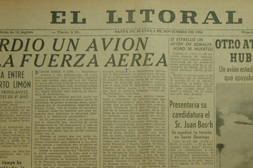 La tapa del diario El Litoral, aquel fatídico día. Archivo.