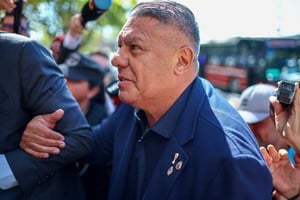 Argentine Football Association (AFA) President Claudio "Chiqui" Tapia arrives at court to testify in a criminal tax investigation, in Buenos Aires, Argentina, March 12, 2026. REUTERS/Agustin Marcarian