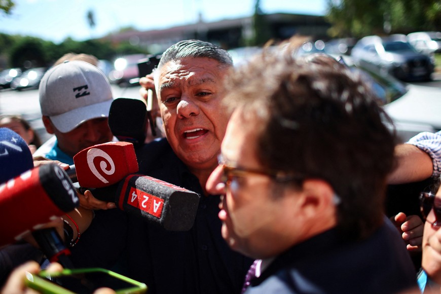 Argentine Football Association (AFA) President Claudio "Chiqui" Tapia arrives at court to testify in a criminal tax investigation, in Buenos Aires, Argentina, March 12, 2026. REUTERS/Agustin Marcarian