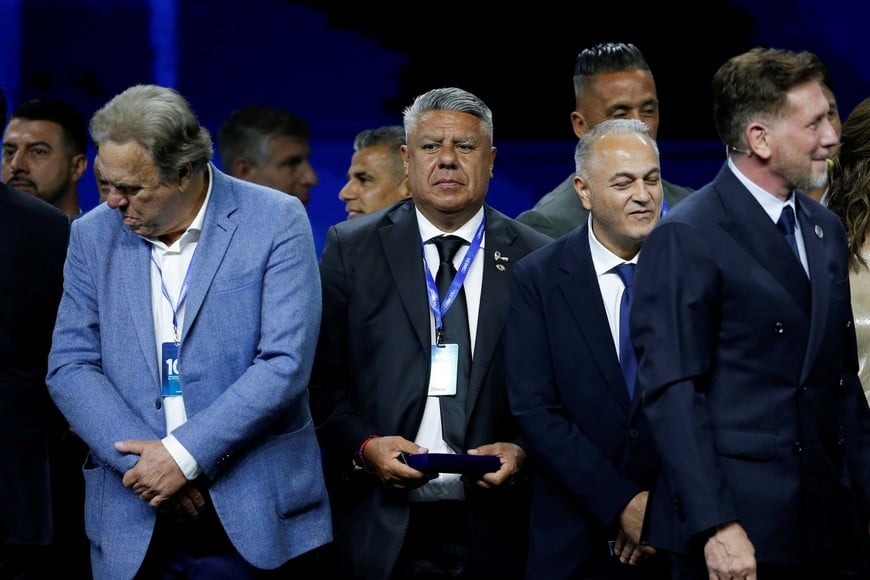 Argentine Football Association president Claudio Tapia attends a gala celebrating Conmebol's President Alejandro Dominguez's 10th anniversary as head of the organization, in Asuncion, Paraguay, January 26, 2026. REUTERS/Cesar Olmedo