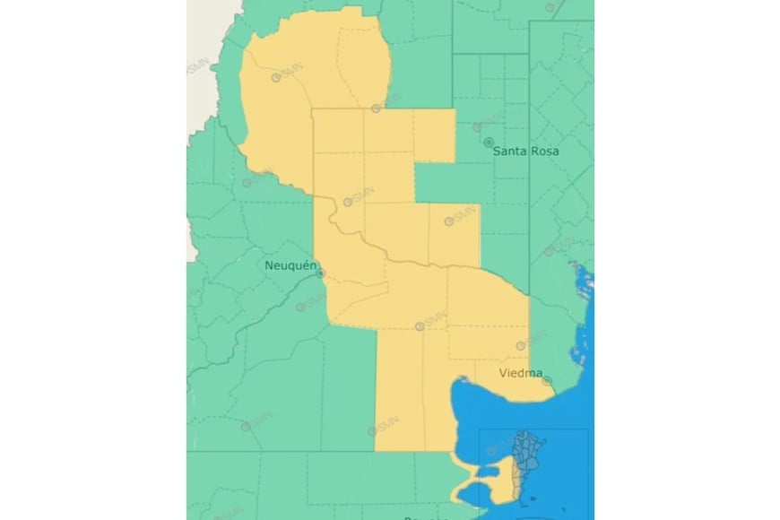 El organismo advirtió por lluvias intensas, ráfagas fuertes y actividad eléctrica.