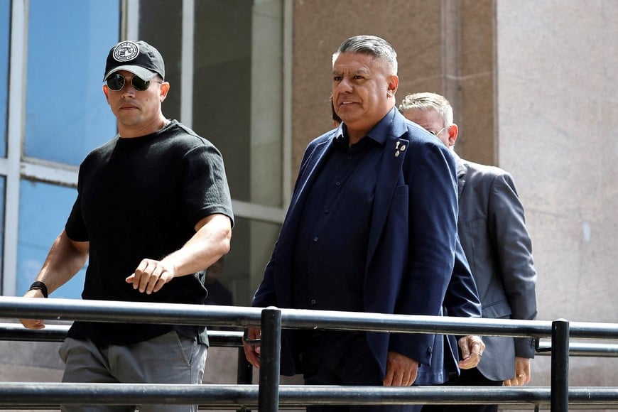 Argentine Football Association (AFA) President Claudio ‘Chiqui’ Tapia walks out of a court after testifying in a criminal tax investigation, in Buenos Aires, Argentina, March 12, 2026. REUTERS/Agustin Marcarian