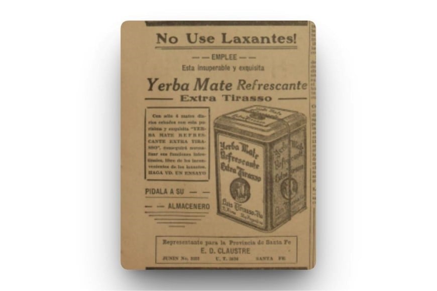 Anuncio publicitario de una yerba mate que prometía combatir el estreñimiento.