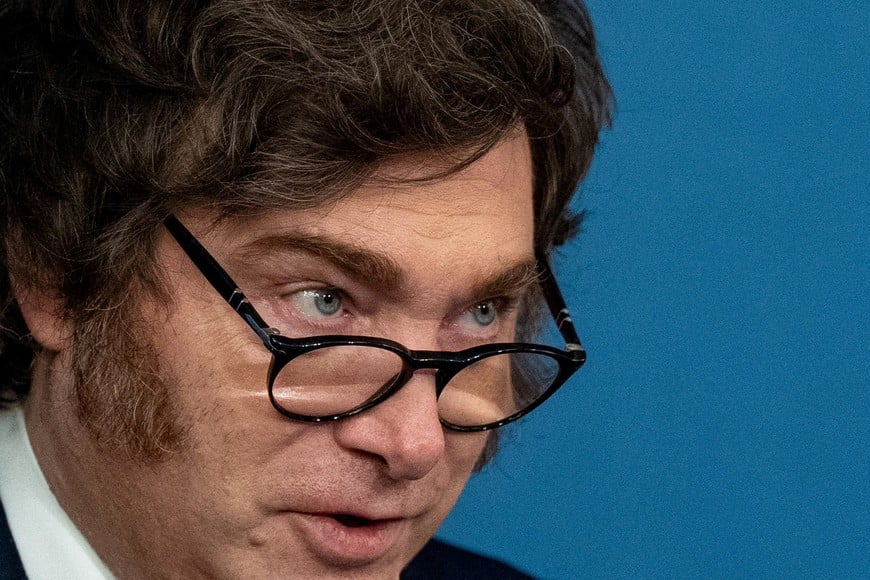 FILE PHOTO: Argentina's President Javier Milei speaks at Yeshiva University in Manhattan, in New York City, U.S., March 9, 2026. REUTERS/David 'Dee' Delgado/File Photo