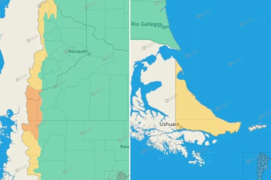 Las zonas bajo alerta por lluvias.