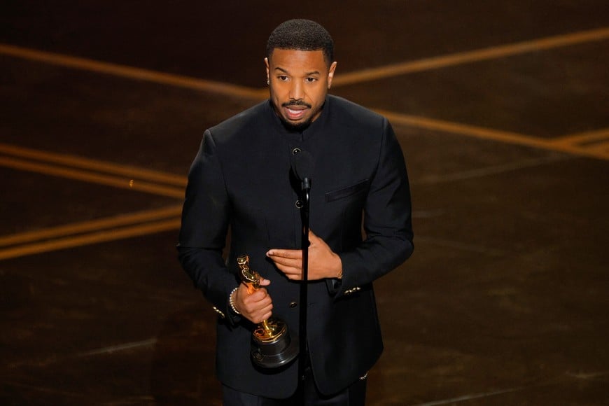Michael B. Jordan accepts the Oscar for Best Actor for "Sinners" during the Oscars show at the 98th Academy Awards in Hollywood, Los Angeles, California, U.S., March 15, 2026. REUTERS/Mike Blake