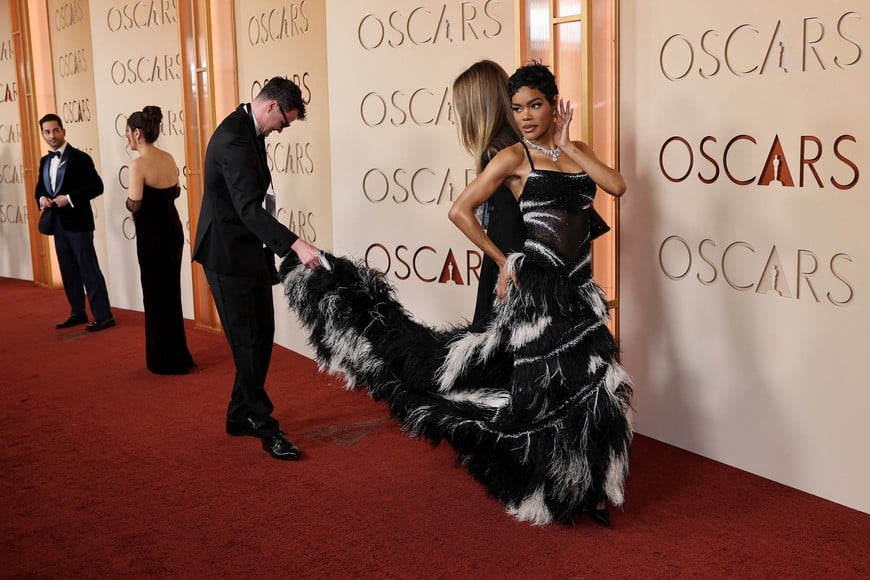 Teyana Taylor poses on the red carpet during the Oscars arrivals at the 98th Academy Awards in Hollywood, Los Angeles, California, U.S., March 15, 2026. REUTERS/Daniel Cole