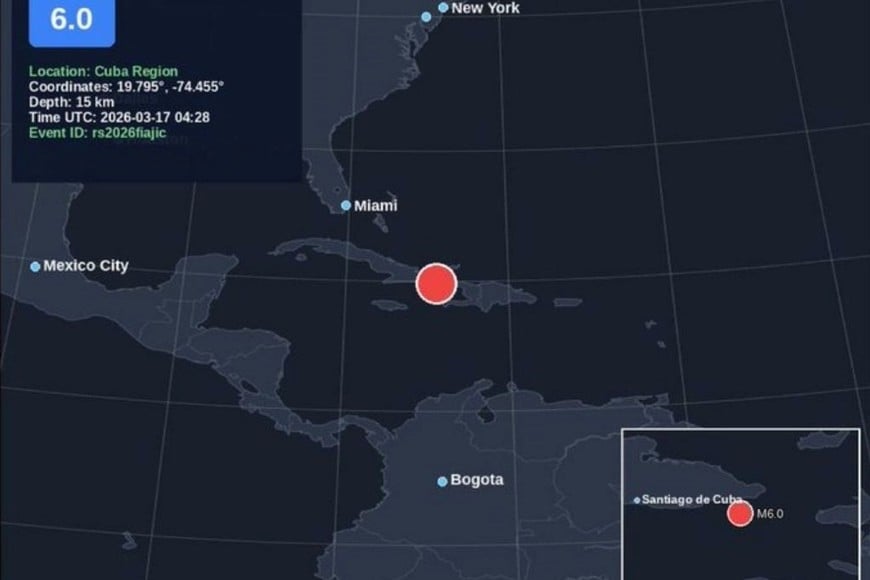 Sismo de magnitud 5.8 en Maisí, Cuba