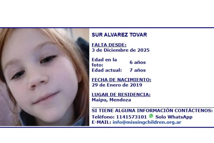 Missing Children se sumó a la búsqueda de la niña mendocina retenida por su mamá.