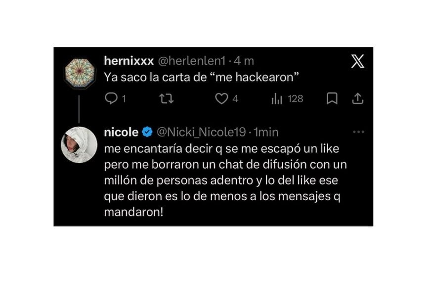 El descargo de Nicki en X.