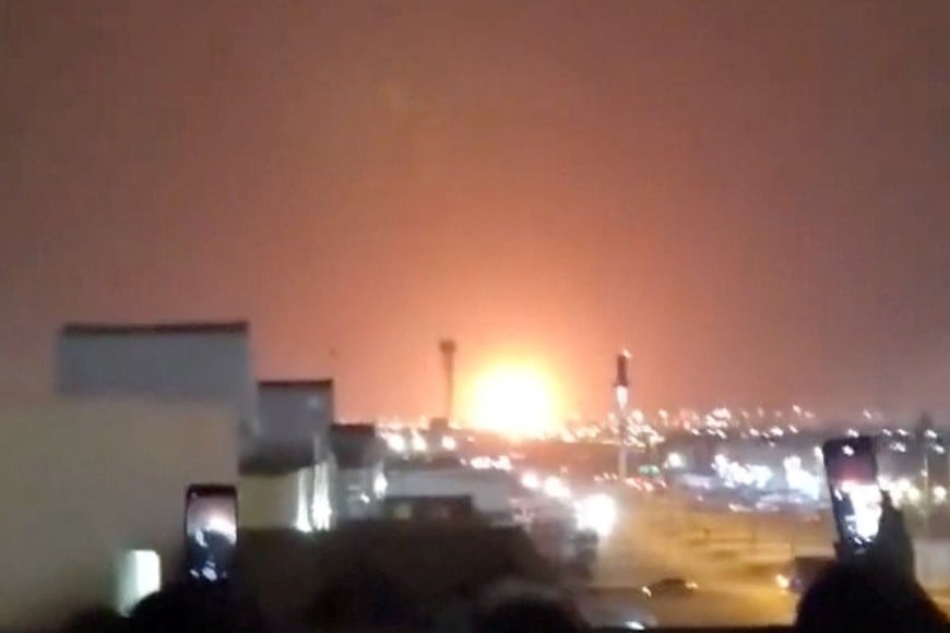 Fire rises from an explosion following a strike near oil company Aramco, amid the U.S.-Israeli conflict with Iran, in Riyadh, Saudi Arabia, March 18, 2026, in this screengrab obtained from a social media video. Social Media/via REUTERS  THIS IMAGE HAS BEEN SUPPLIED BY A THIRD PARTY. NO RESALES. NO ARCHIVES.

VERIFICATION:
Reuters was able to confirm the location of the footage from building exterior and structures, utility towers, street lights and road layout which matched file and satellite images. 
Exact time was not verified however Saudi Arabia said it had intercepted and destroyed four ballistic missiles launched toward Riyadh on Wednesday. No older version of the video was found posted online before March 18. 
An Aramco facility was in the direction of the explosion. The tower seen in the video was within coordinates 24.595279993945525, 46.86933486366578.