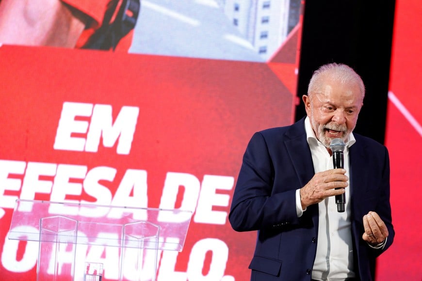 Brazil's President Luiz Inacio Lula da Silva speaks at an event to launch Brazil's Finance Minister Fernando Haddad's bid to run for Sao Paulo governor, challenging the incumbent Tarcisio de Freitas, one of the most popular figures in the country's conservative opposition, in Sao Bernardo do Campo in the state of Sao Paulo, Brazil March 19, 2026. REUTERS/Tuane Fernandes