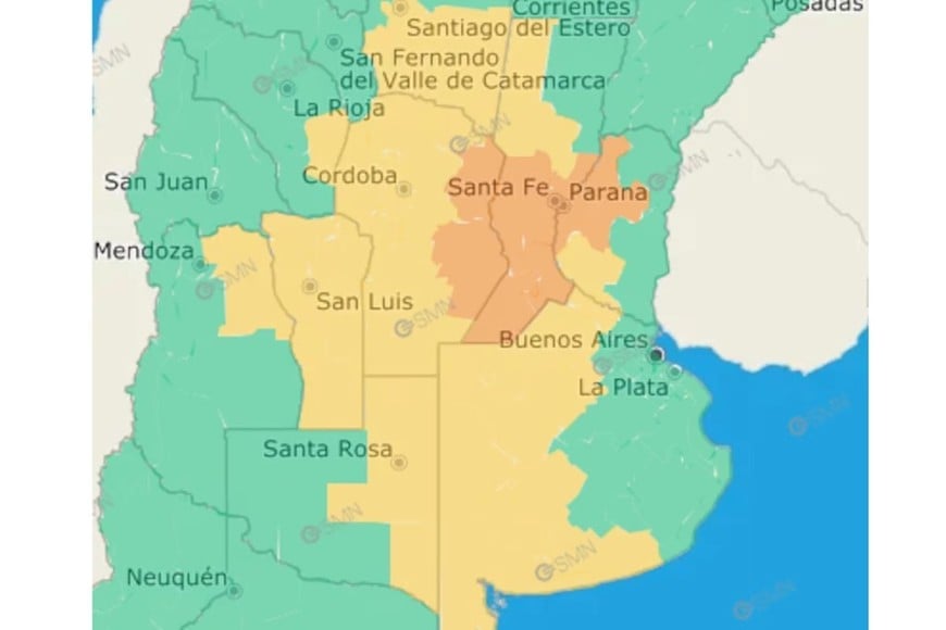 Las zonas bajo alerta este viernes.