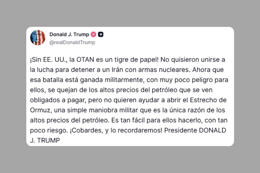La publicación de Trump en Truth.
