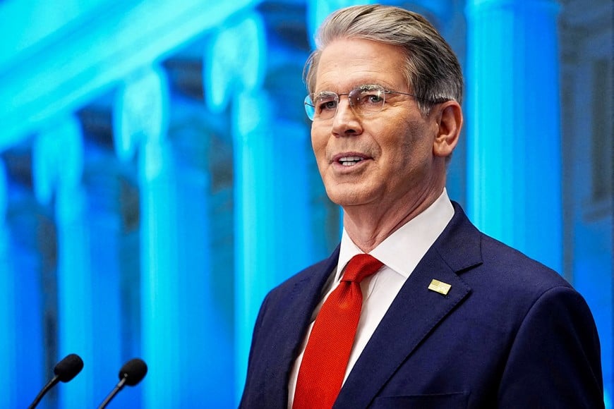 FILE PHOTO: U.S. Treasury Secretary Scott Bessent speaks during a press conference to unveil the official Trump Accounts website, at the Treasury Department in Washington, D.C., U.S., December 17, 2025. REUTERS/Aaron Schwartz/File Photo