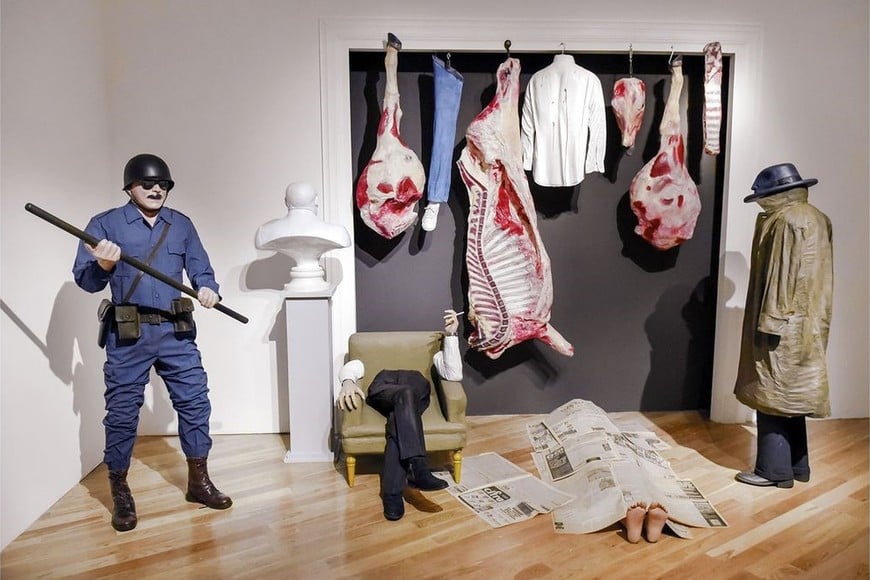 Fragmento de "Militares argentinos" de Longoni. Foto: Museo Nacional de Bellas Artes de Buenos Aires