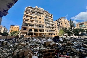 Debris and damaged buildings in the aftermath of overnight Israeli strikes, amid an escalation between Hezbollah and Israel, amid the U.S.-Israeli conflict with Iran, in Beirut's southern suburbs, Lebanon, March 24, 2026. Picture taken with a mobile phone. REUTERS/Stringer