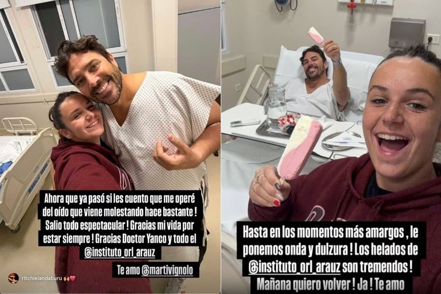 Las fotos que publicó desde la clínica.