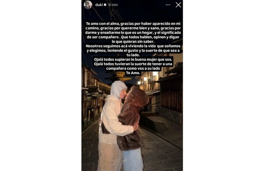 Duki publicó su mensaje en Instagram pocos minutos después del descargo de Emilia Mernes.