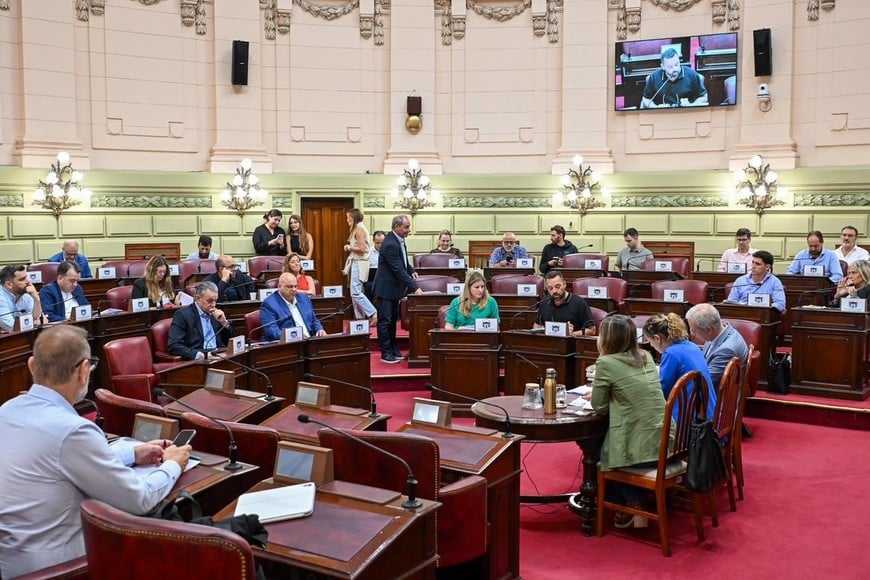 Los presidentes de las tres comisiones de Diputados que analizan el texto sobre municipios: Dionisio Scarpin (Gobiernos Locales), Jimena Senn (Presupuesto y Hacienda) y Lionella Cattalini (Asuntos Constitucionales). Foto: Gentileza Cámara de Diputados.