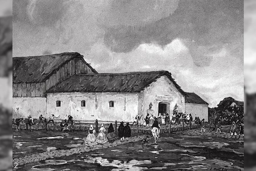 "El Teatro de la Ranchería", gouache de Léonie Matthis, c. 1938. Instituto Nacional de Estudios de Teatro.