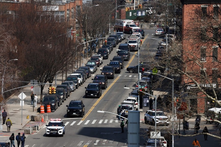 A motorcade believed to be carrying ousted Venezuelan president Nicolas Maduro drives, following a hearing at the Daniel Patrick Moynihan United States Courthouse for Maduro on criminal charges, including narcoterrorism, in New York City, U.S., March 26, 2026. REUTERS/Shannon Stapleton