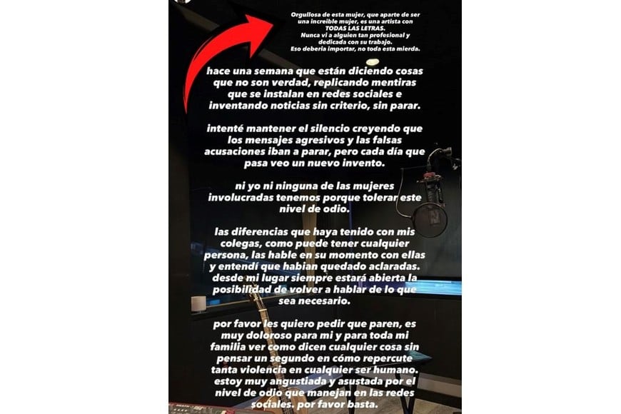 El posteo de Camila apoyando a Emilia Mernes